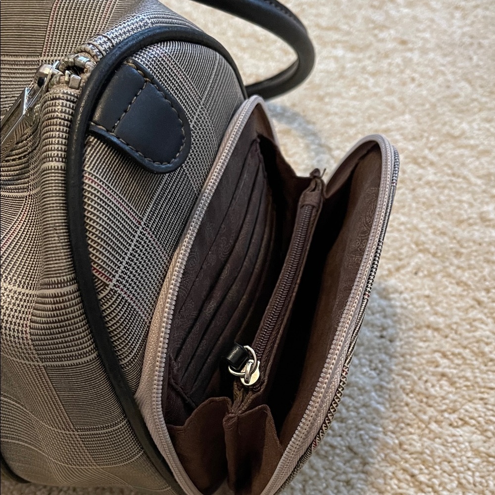 Liz Claiborne Barrel Style Plaid Shoulder Bag - Black and Gray - Picture 5 of 16